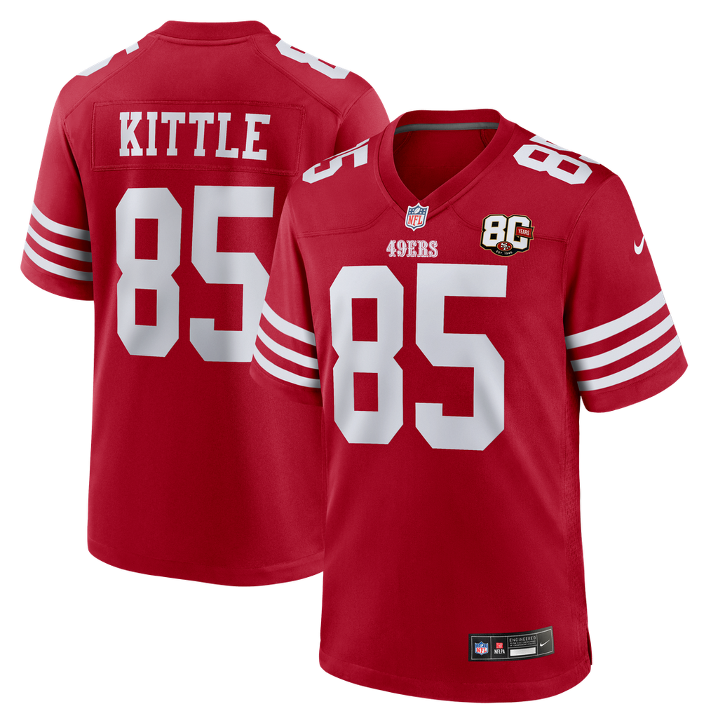Men's San Francisco 49ers George Kittle Nike Scarlet 80th Anniversary Game Jersey