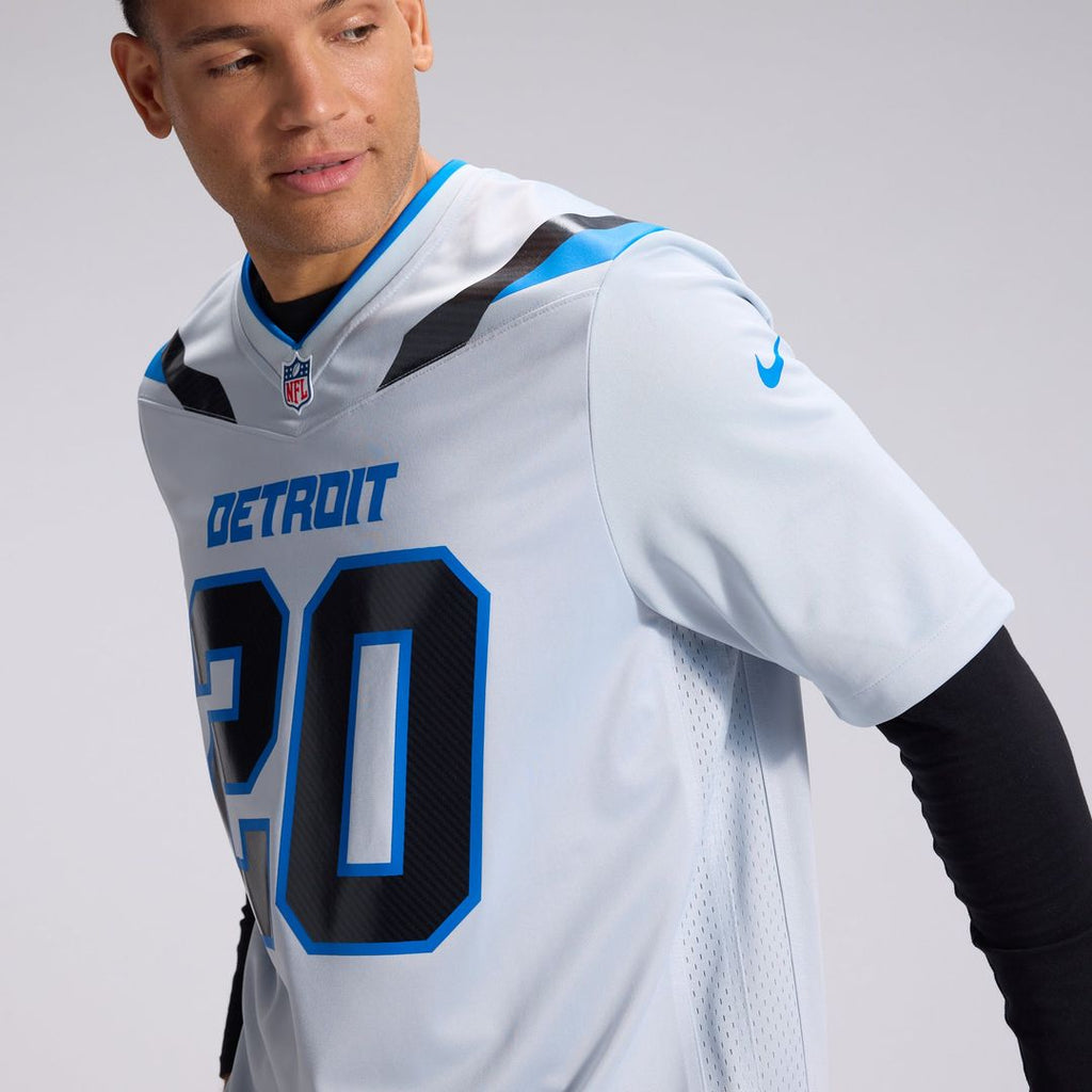Men's Detroit Lions Barry Sanders Nike Silver 2026 Rivalries Collection Game Jersey