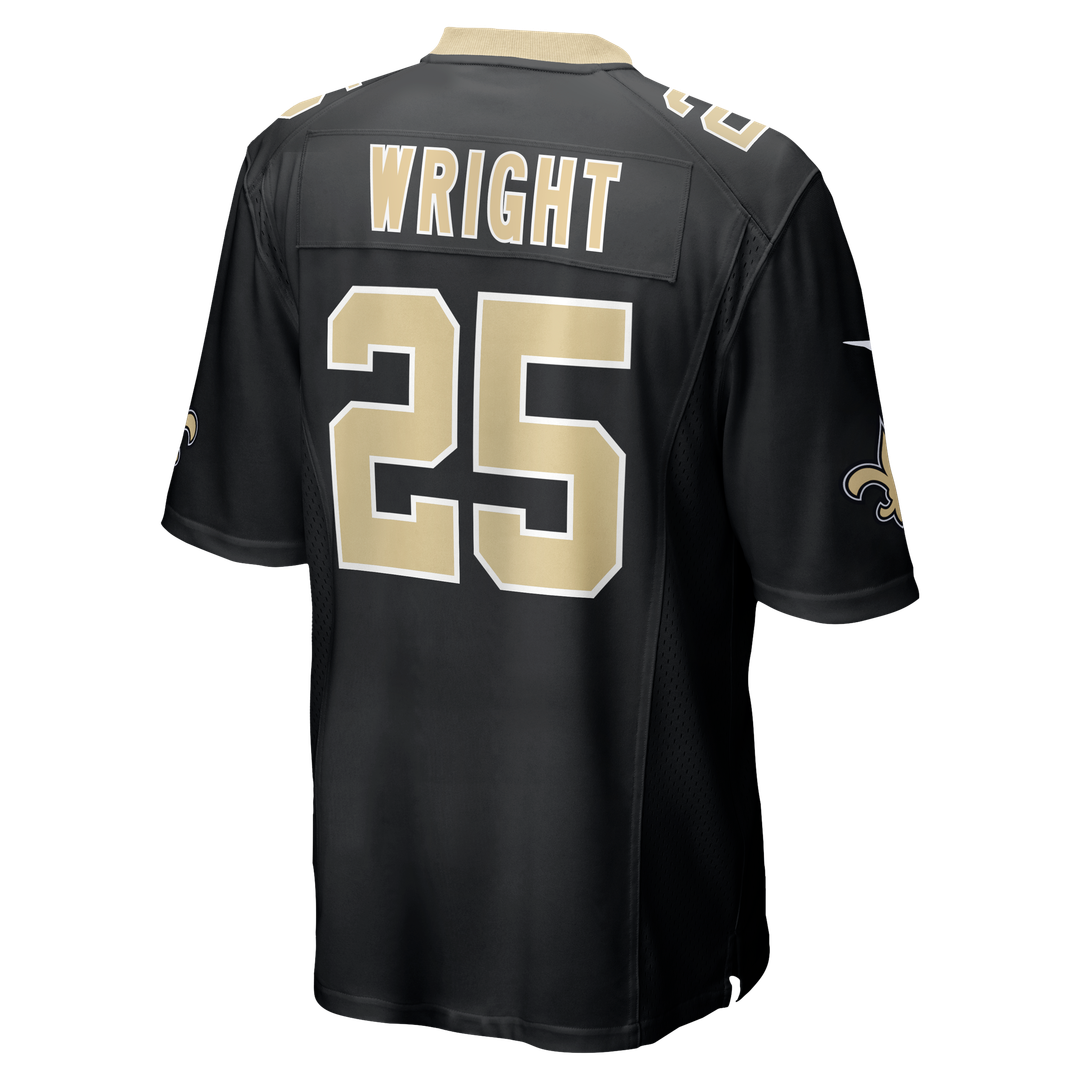 Men's New Orleans Saints Rejzohn Wright Nike  Black Team Game Jersey