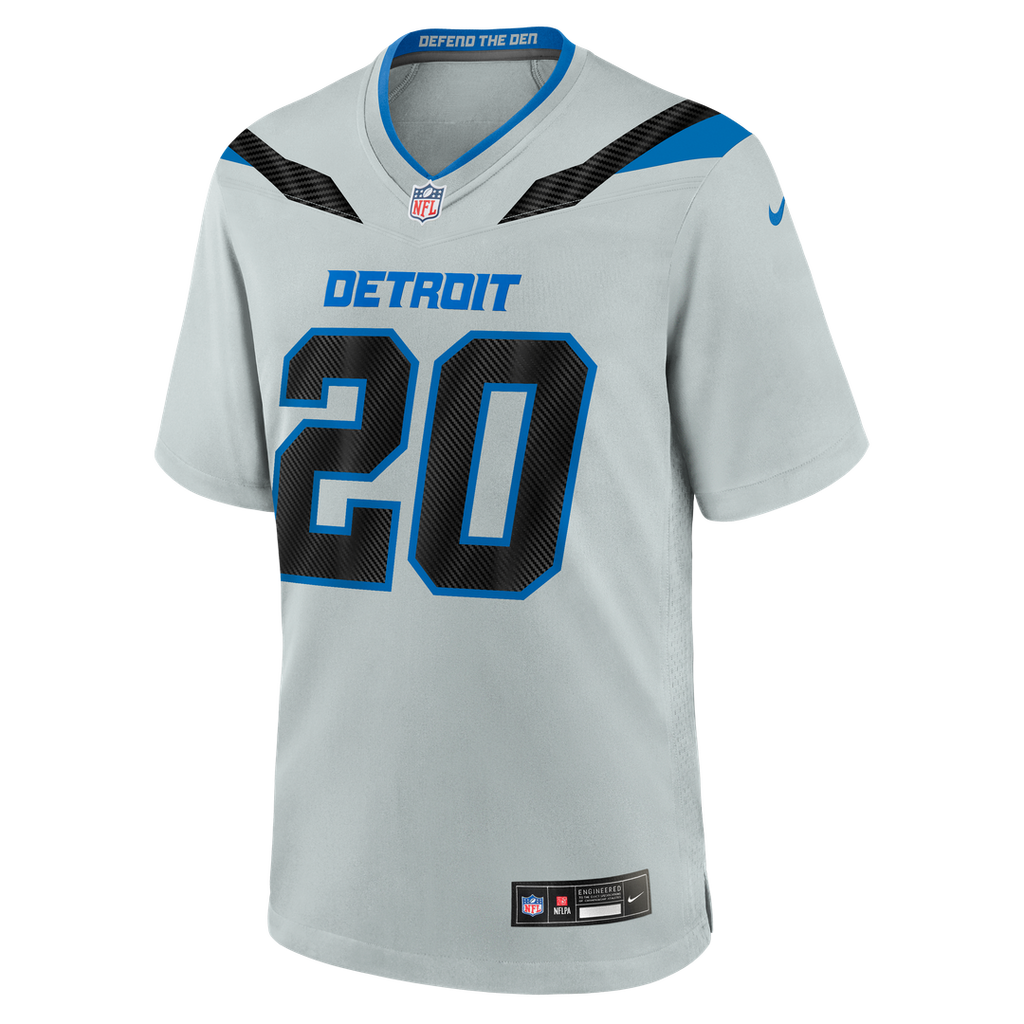 Men's Detroit Lions Barry Sanders Nike Silver 2026 Rivalries Collection Game Jersey