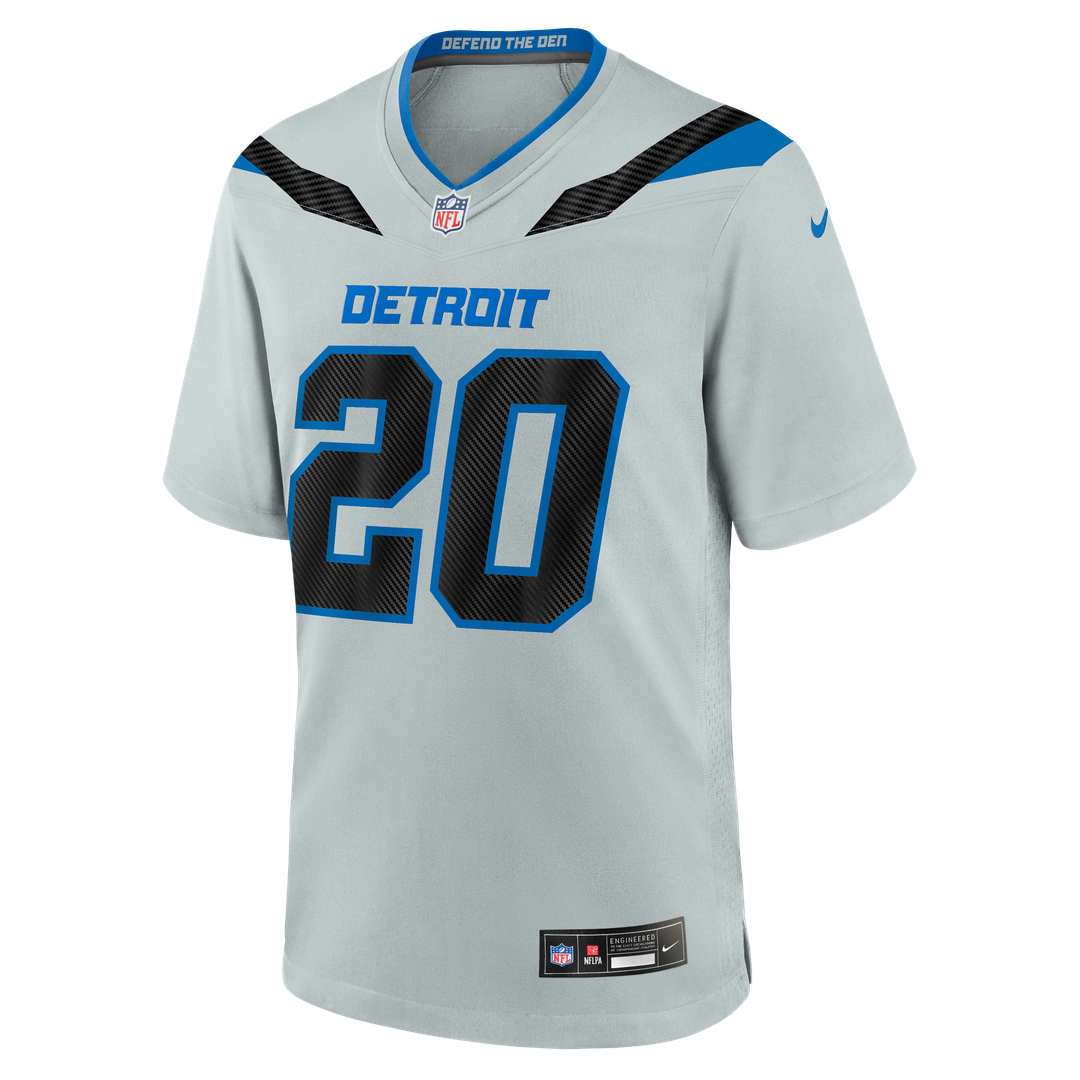 Men's Detroit Lions Barry Sanders Nike Silver 2026 Rivalries Collection Game Jersey