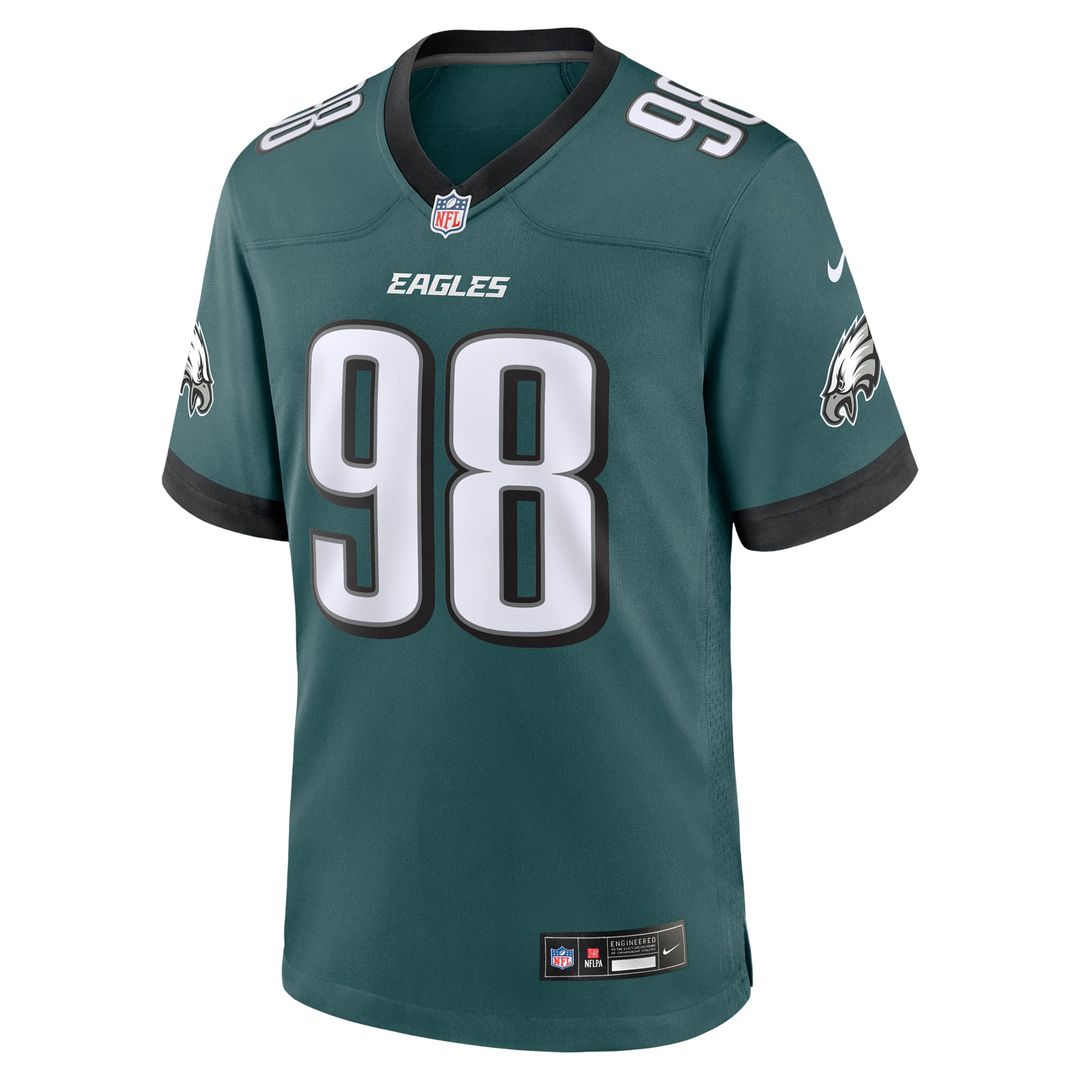Men's Philadelphia Eagles Jalen Carter Nike Midnight Green Team Game Jersey