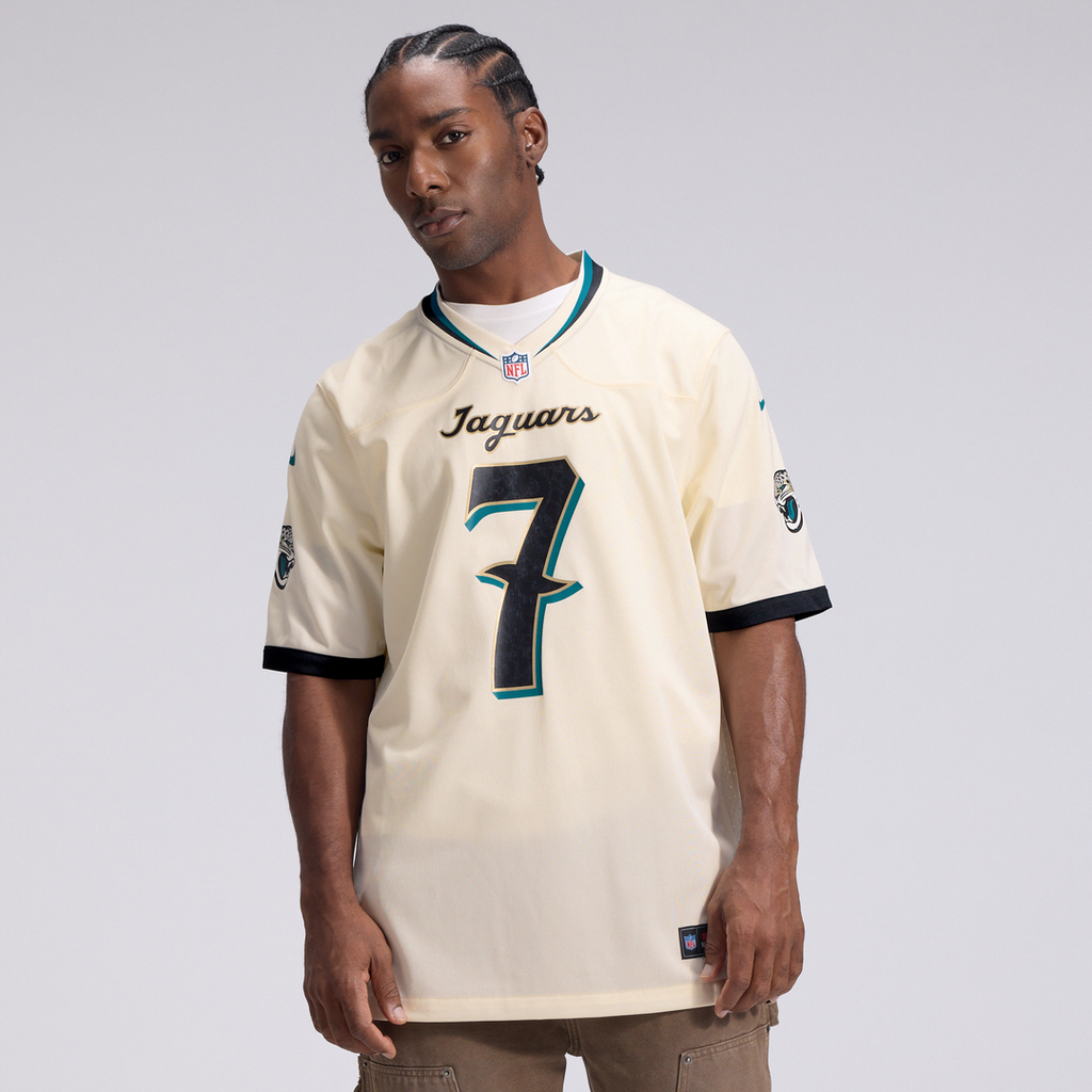 Men's Jacksonville Jaguars Brian Thomas Jr. Nike Natural 2026 Rivalries Collection Game Jersey