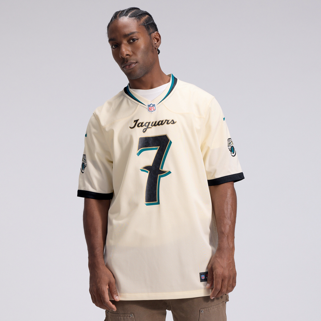 Men's Jacksonville Jaguars Brian Thomas Jr. Nike Natural 2026 Rivalries Collection Game Jersey