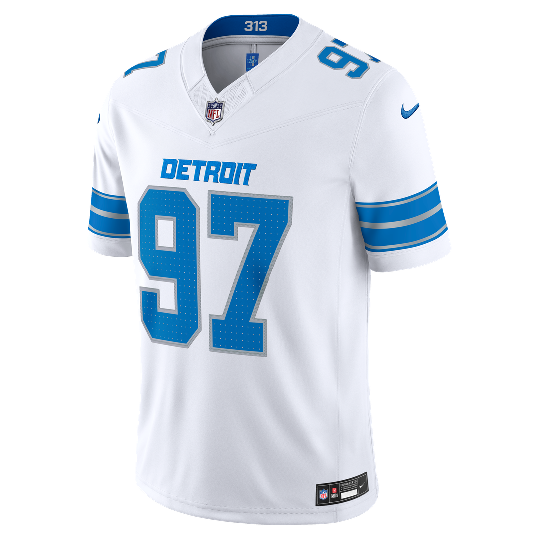 Men's Detroit Lions Aidan Hutchinson Nike White Vapor F.U.S.E. Stitched Limited Jersey
