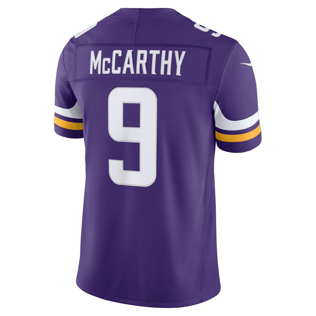 Men's Minnesota Vikings J.J. McCarthy Nike Purple Team Vapor F.U.S.E. Stitched Limited Jersey
