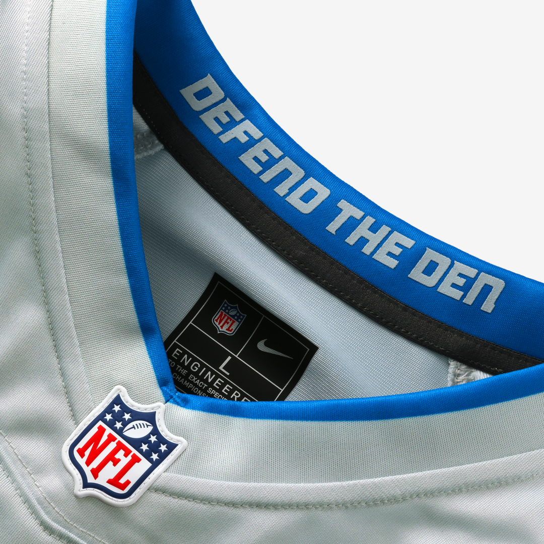 Men's Detroit Lions Calvin Johnson Nike Silver 2026 Rivalries Collection Game Jersey