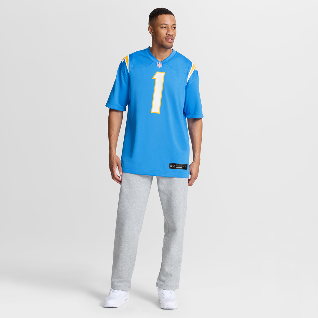 Men's Los Angeles Chargers Number 1 Dad Nike Powder Blue Game Jersey