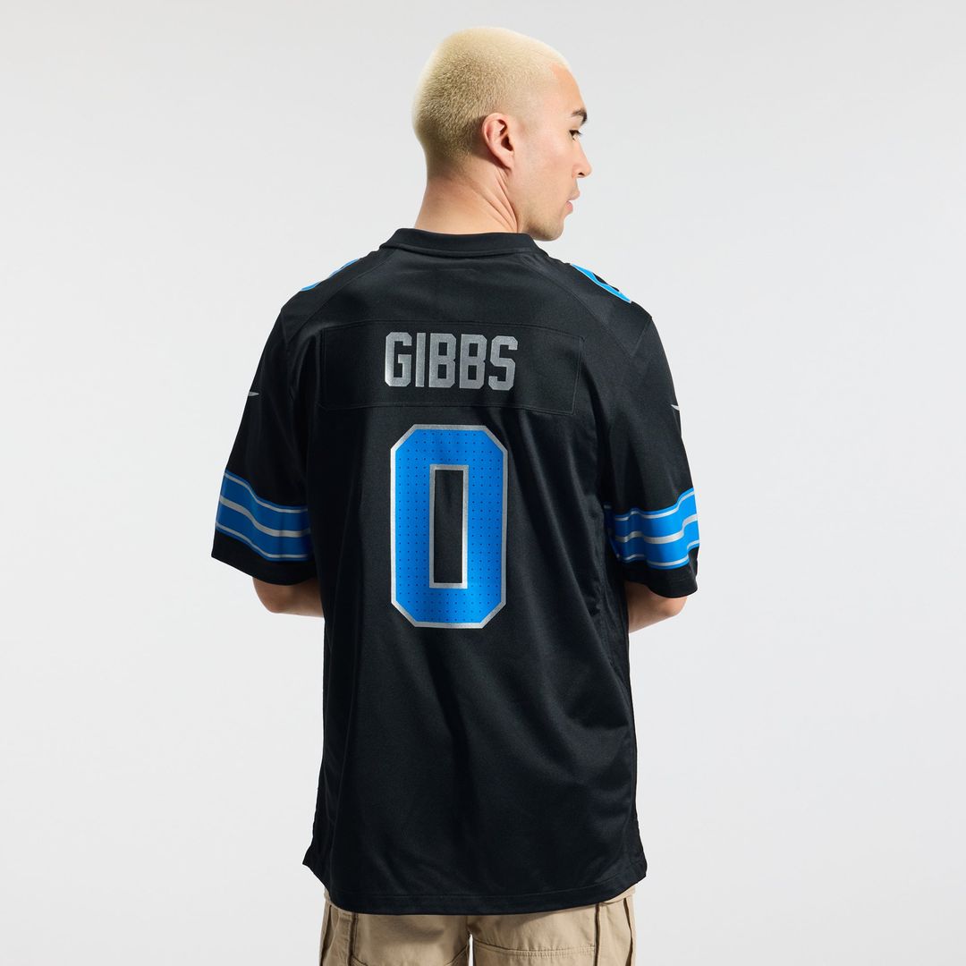 Men's Detroit Lions Jahmyr Gibbs Nike Black 2nd Alternate Game Player Jersey