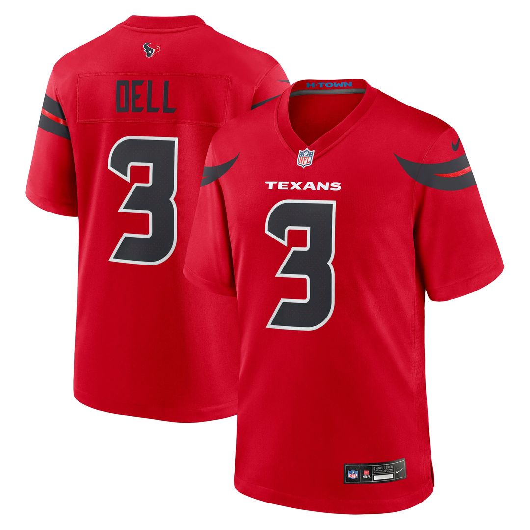 Men's Houston Texans Tank Dell Nike  Red Alternate Game Jersey