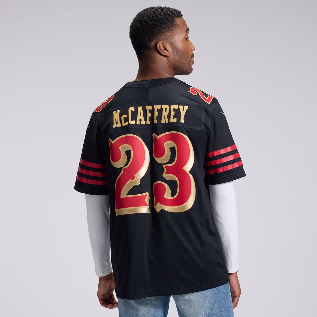 Men's San Francisco 49ers Christian McCaffrey Nike Black Rivalries Collection Stitched Limited Jersey