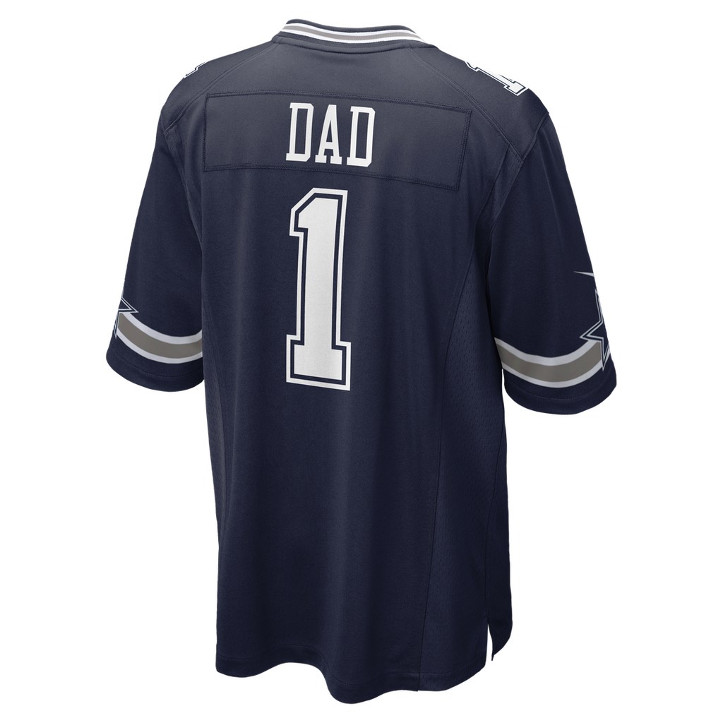 Men's Dallas Cowboys Number 1 Dad Nike Navy Game Jersey