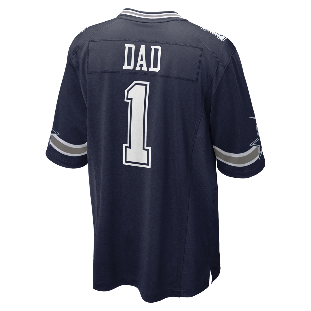 Men's Dallas Cowboys Number 1 Dad Nike Navy Game Jersey
