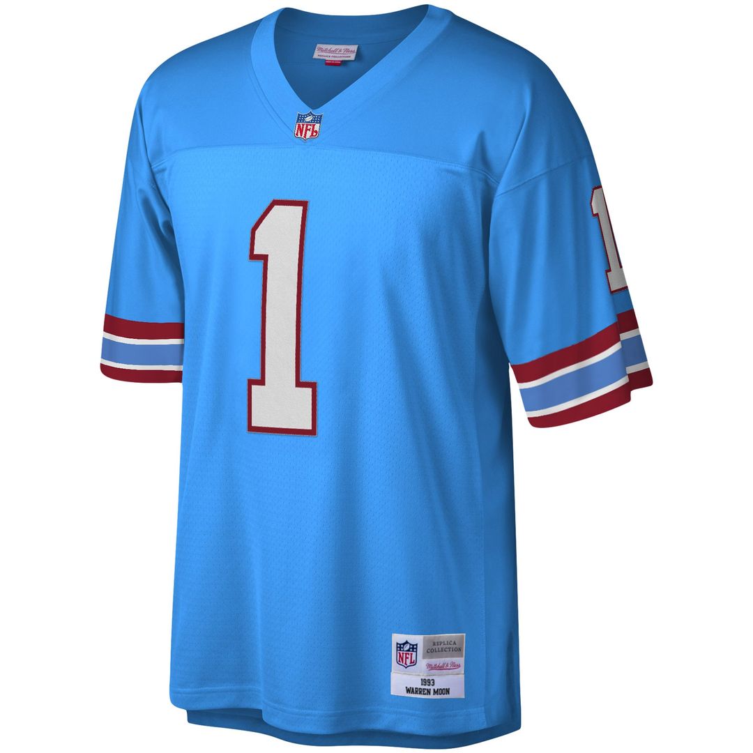 Men's Houston Oilers Warren Moon Mitchell & Ness Light Blue Legacy Replica Jersey