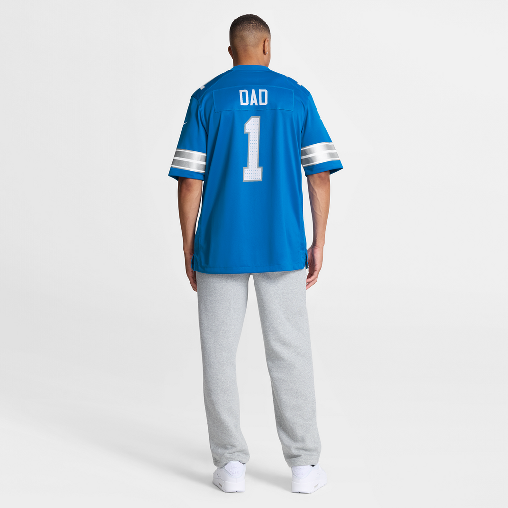 Men's Detroit Lions Number 1 Dad Nike Blue Game Jersey
