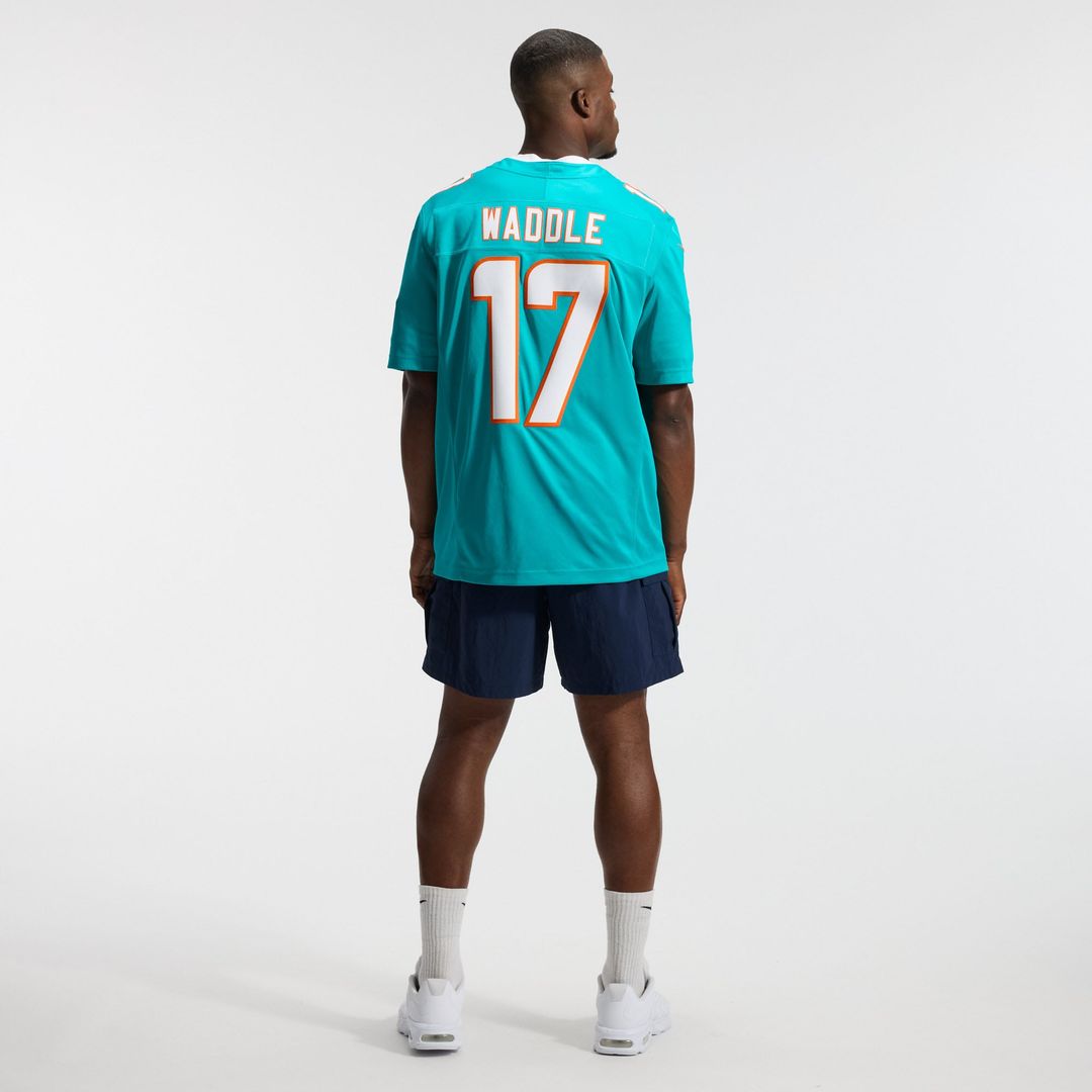 Men's Miami Dolphins Jaylen Waddle Nike Aqua Team Vapor F.U.S.E. Stitched Limited Jersey