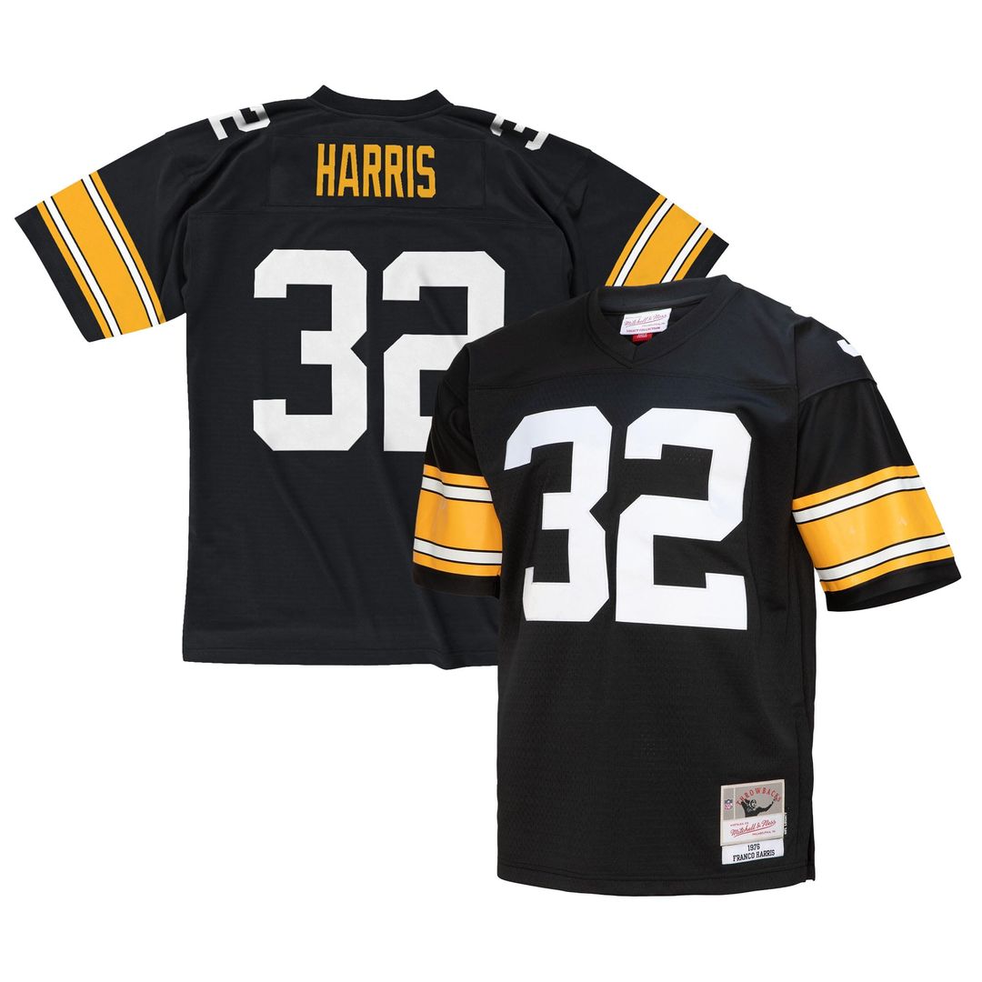 Men's Pittsburgh Steelers Franco Harris Mitchell & Ness Black Legacy Replica Jersey