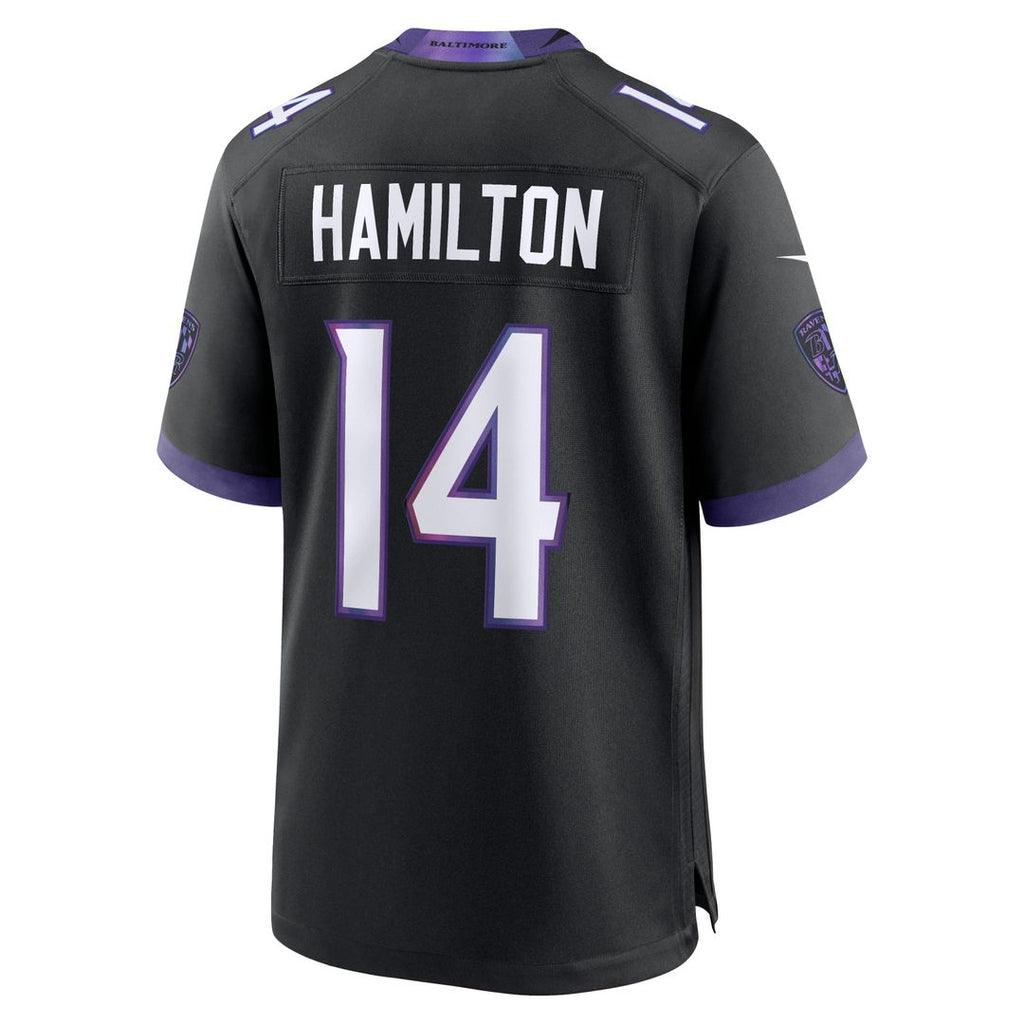 Men's Baltimore Ravens Kyle Hamilton Nike Black Alternate Game Jersey