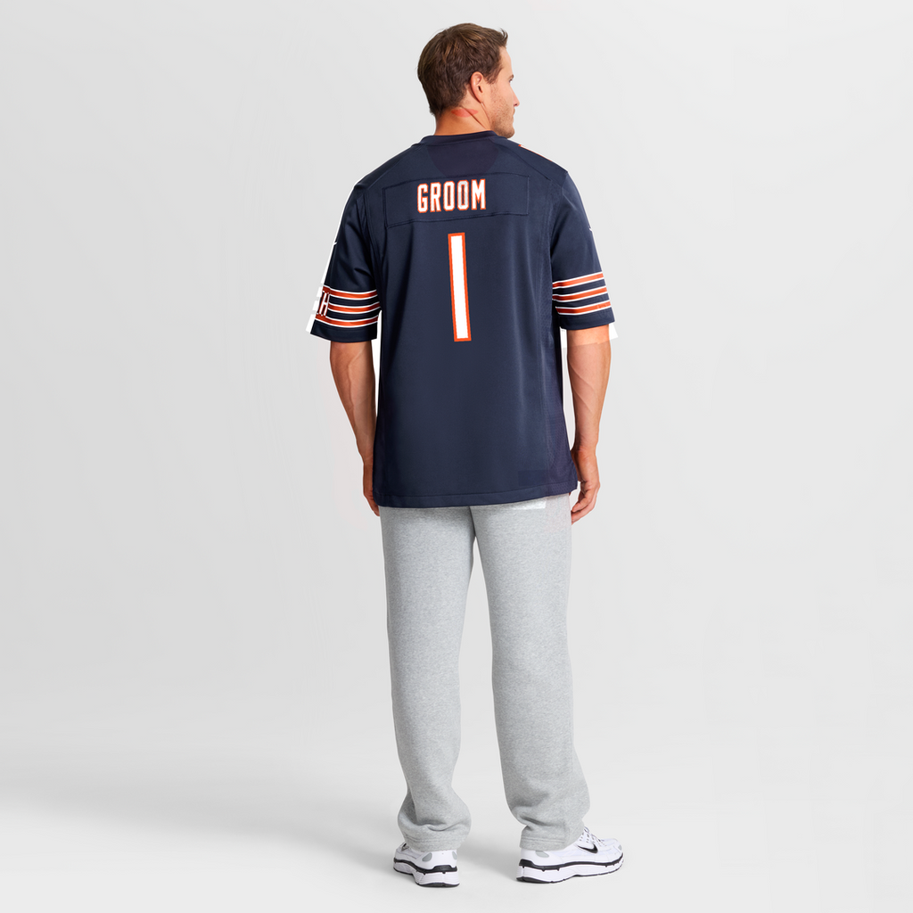 Men's Chicago Bears Number 1 Groom Nike Navy Game Jersey