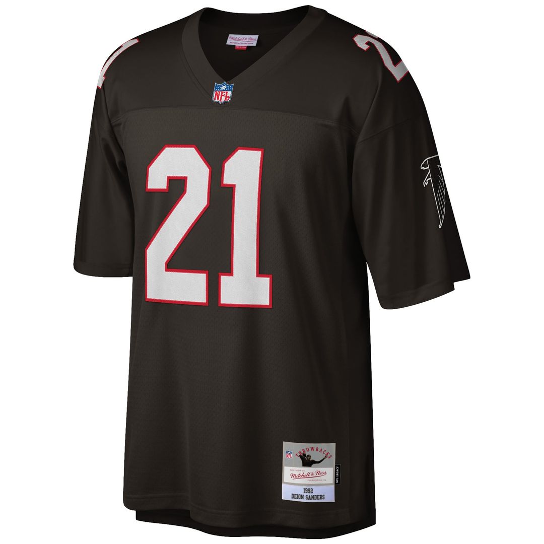 Men's Atlanta Falcons Deion Sanders Mitchell & Ness White Big & Tall 1992 Retired Player Replica Jersey