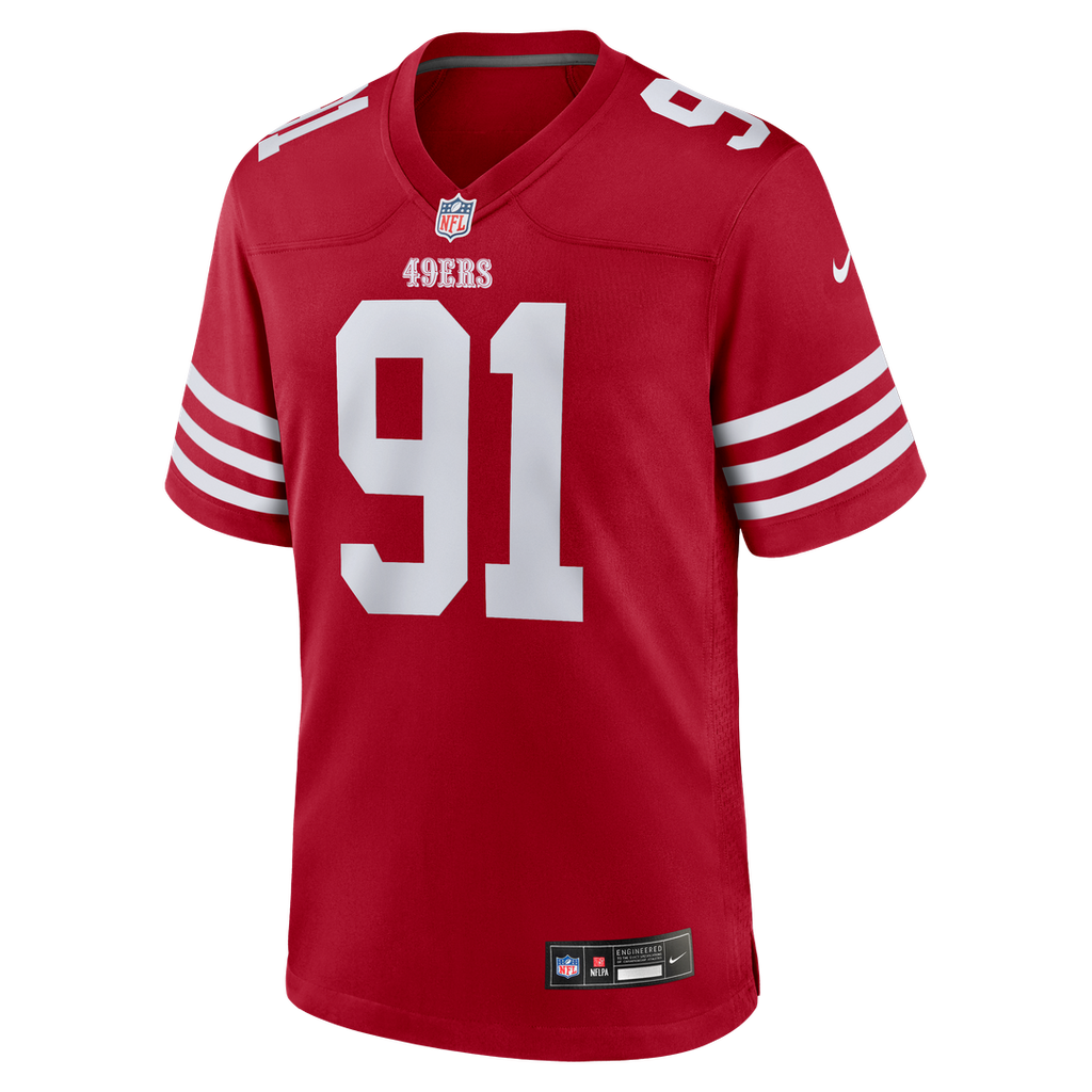 Men's San Francisco 49ers Sam Okuayinonu Nike  Scarlet Team Game Jersey