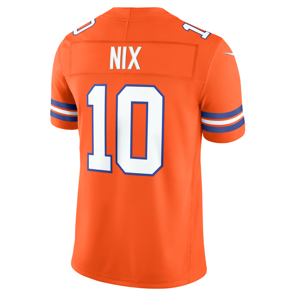 Men's Denver Broncos Bo Nix Nike Orange Alternate Mile High Collection 1977 Throwback Vapor F.U.S.E. Stitched Limited Jersey