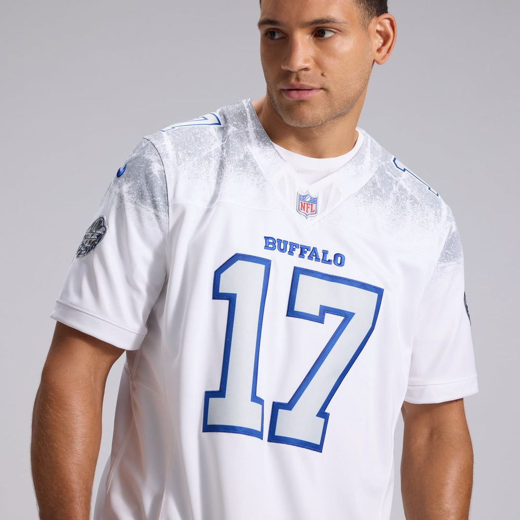 Men's Buffalo Bills Josh Allen Nike White Rivalries Collection Stitched Limited Jersey
