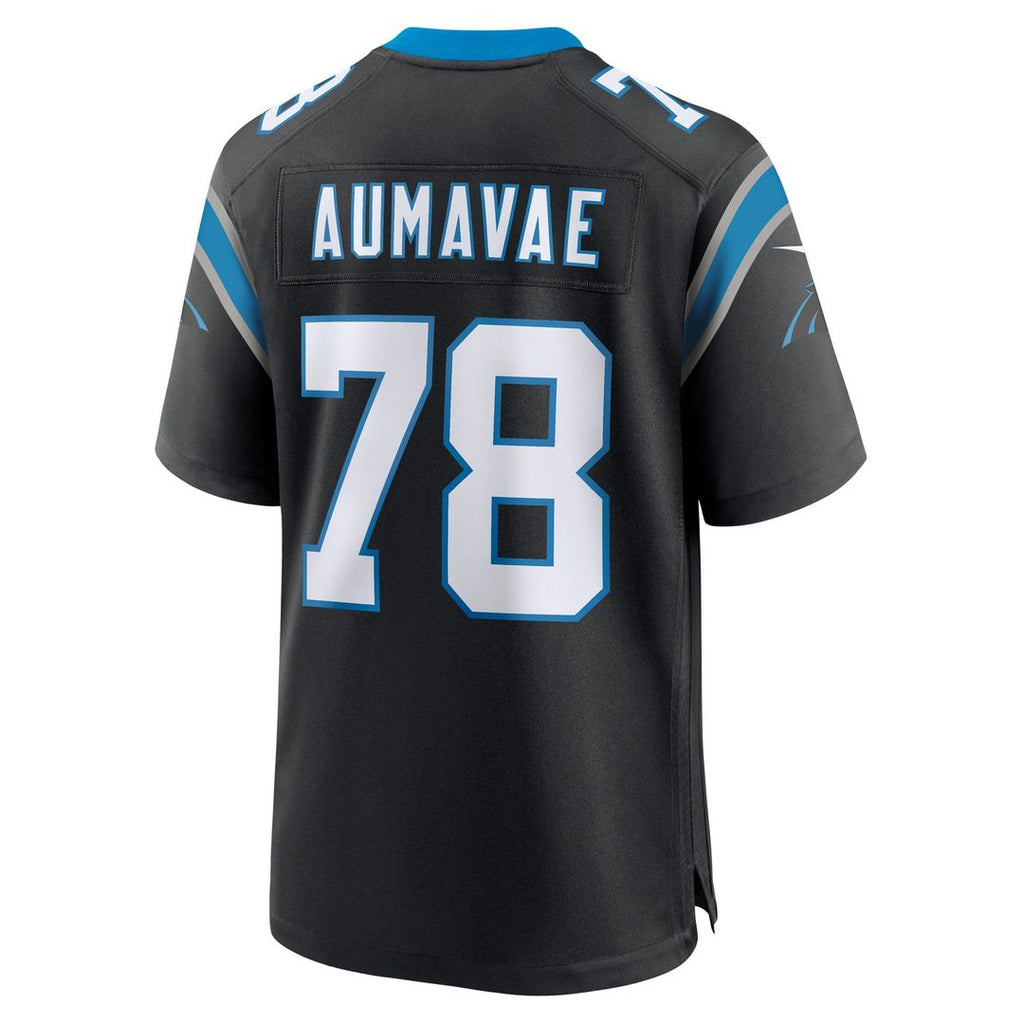 Men's Carolina Panthers Popo Aumavae Nike  Black Team Game Jersey