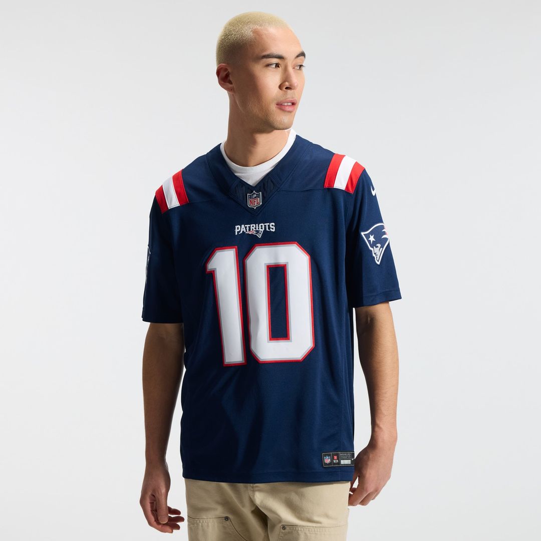 Men's New England Patriots Drake Maye Nike Navy Team Vapor F.U.S.E. Stitched Limited Jersey