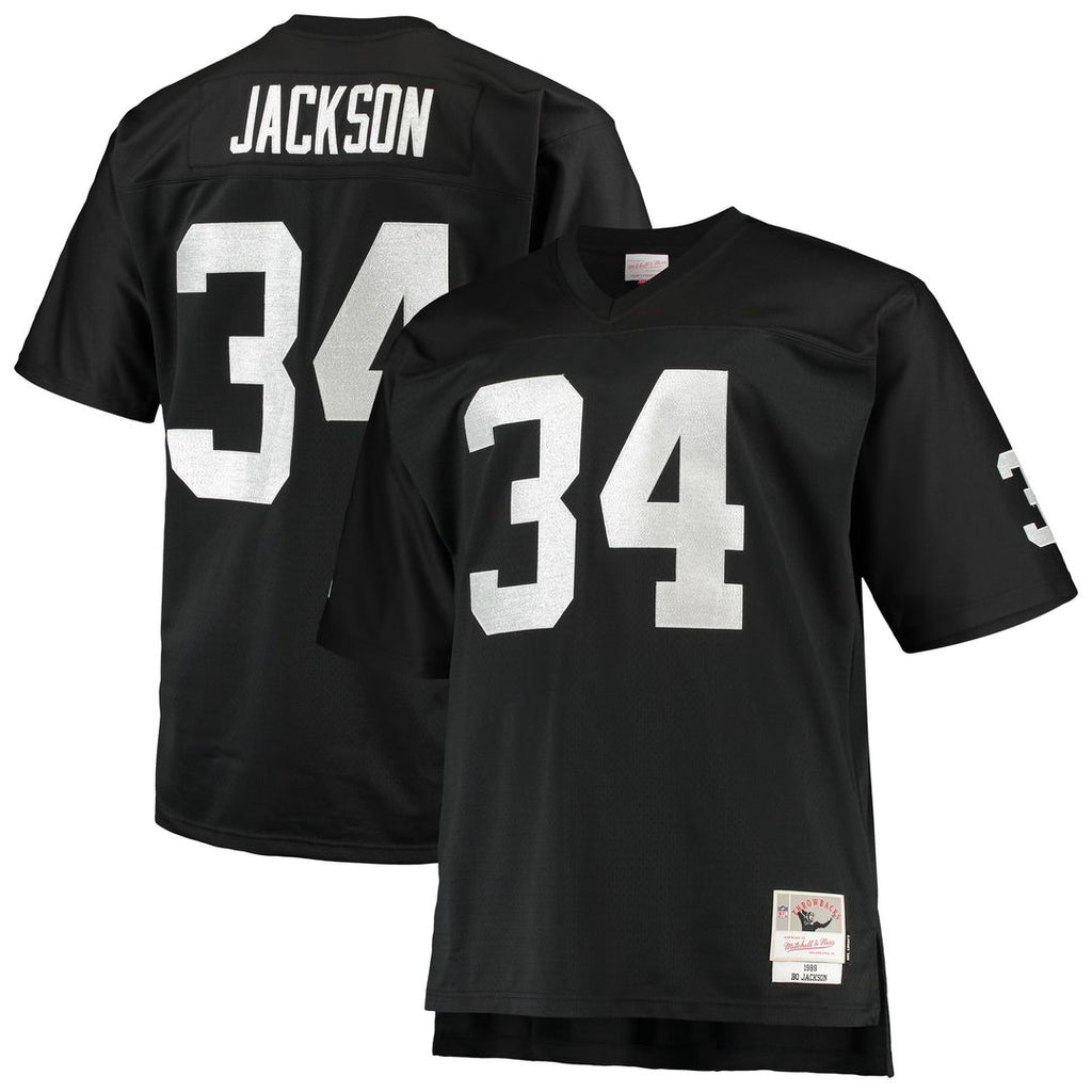 Men's Las Vegas Raiders Bo Jackson Mitchell & Ness White Big & Tall 1988 Retired Player Replica Jersey