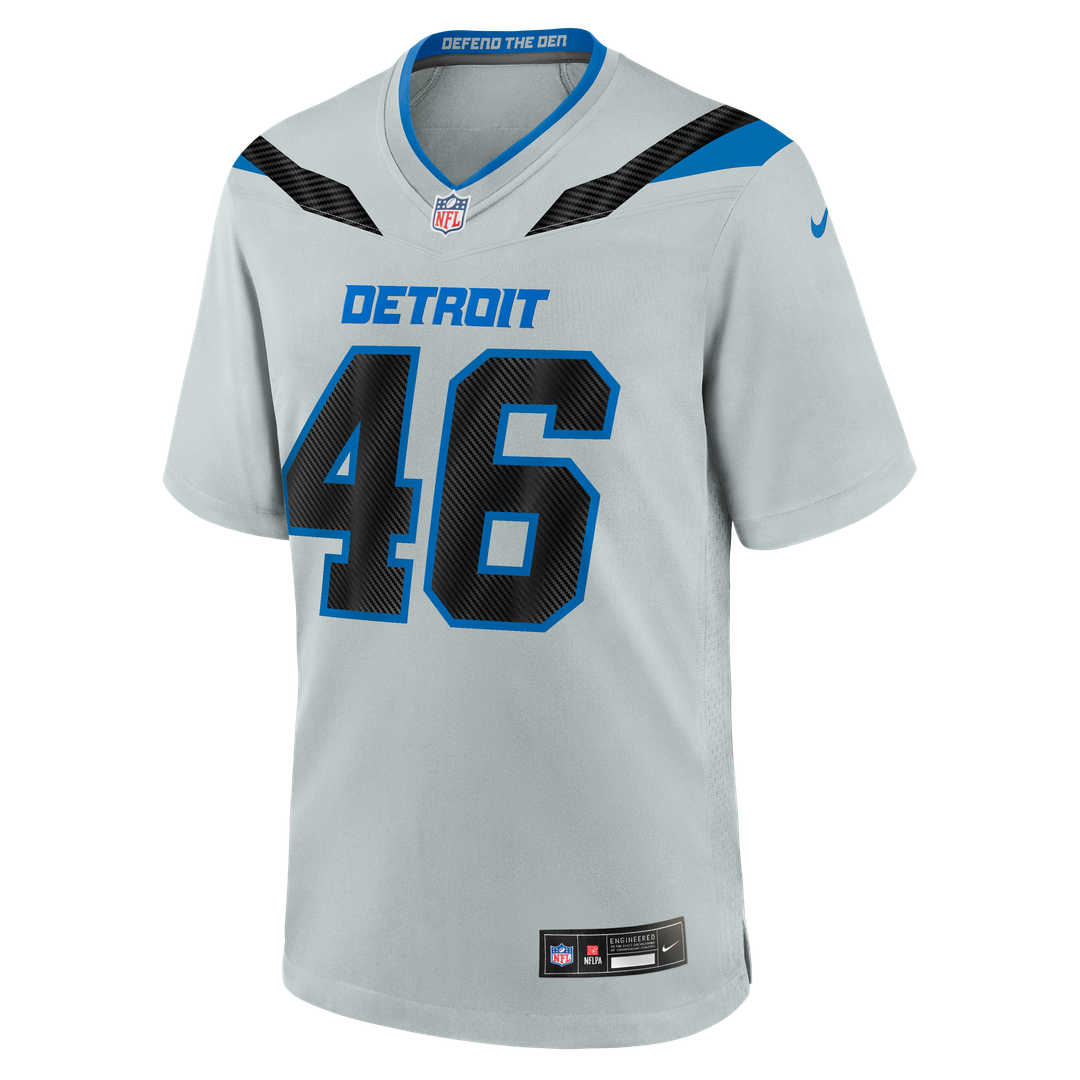Men's Detroit Lions Jack Campbell Nike Silver 2026 Rivalries Collection Game Jersey