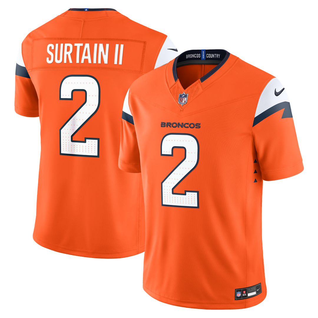 Men's Denver Broncos Pat Surtain II Nike Navy Alternate Vapor F.U.S.E. Stitched Limited Jersey