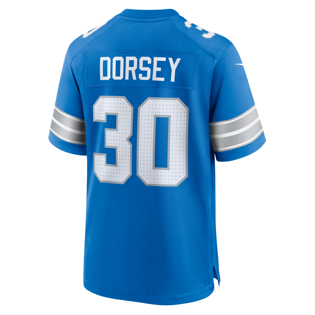 Men's Detroit Lions Khalil Dorsey Nike  Blue Team Game Jersey