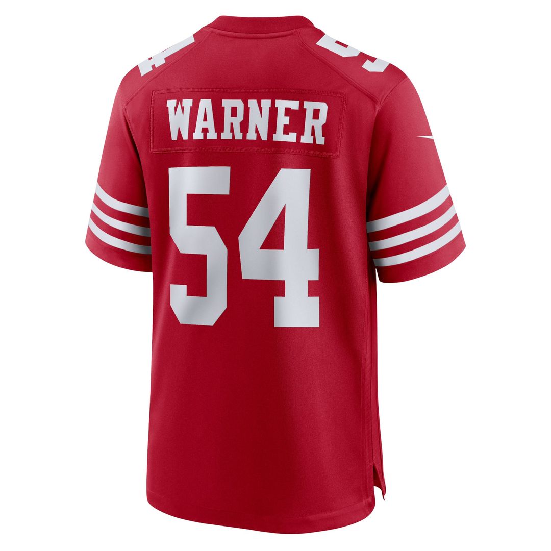 Men's San Francisco 49ers Fred Warner Nike Scarlet Team Game Player Jersey