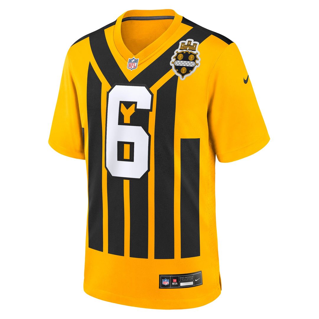 Men's Pittsburgh Steelers Patrick Queen Nike Gold Alternate 1933 Throwback Game Jersey