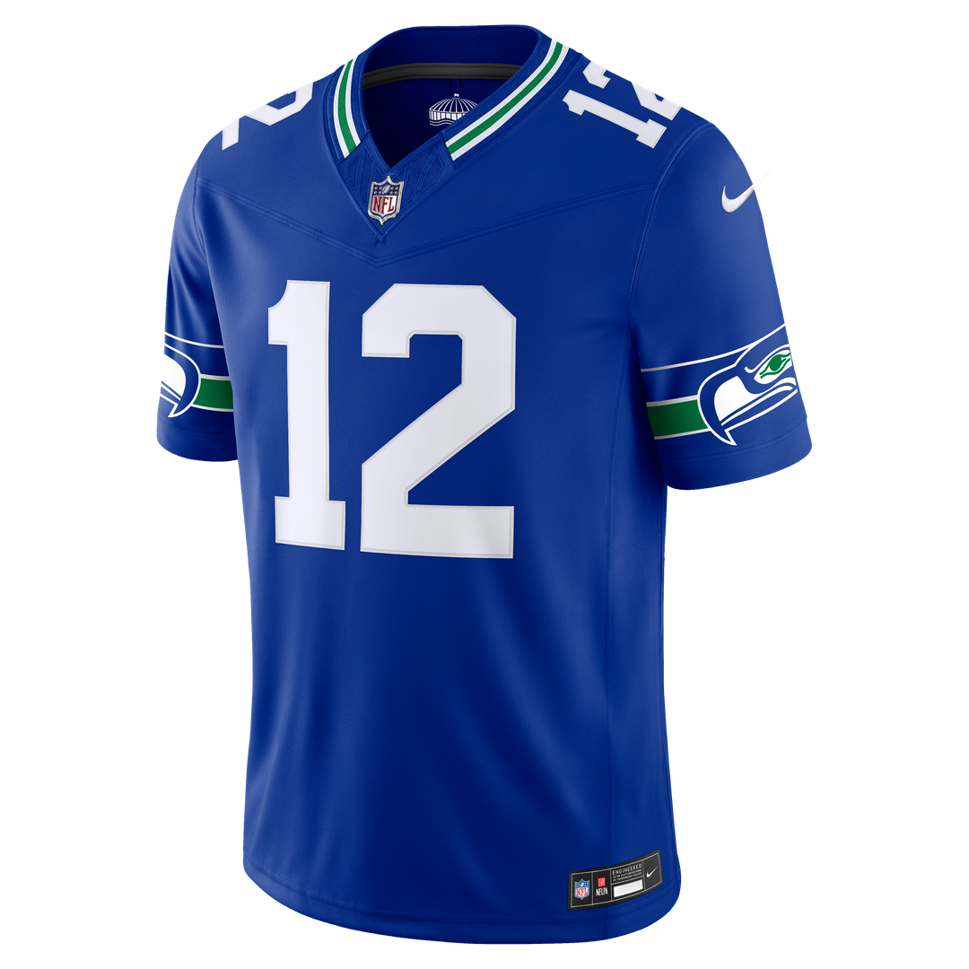 Men's Seattle Seahawks 12s Nike Royal Alternate Vapor F.U.S.E. Stitched Limited Jersey