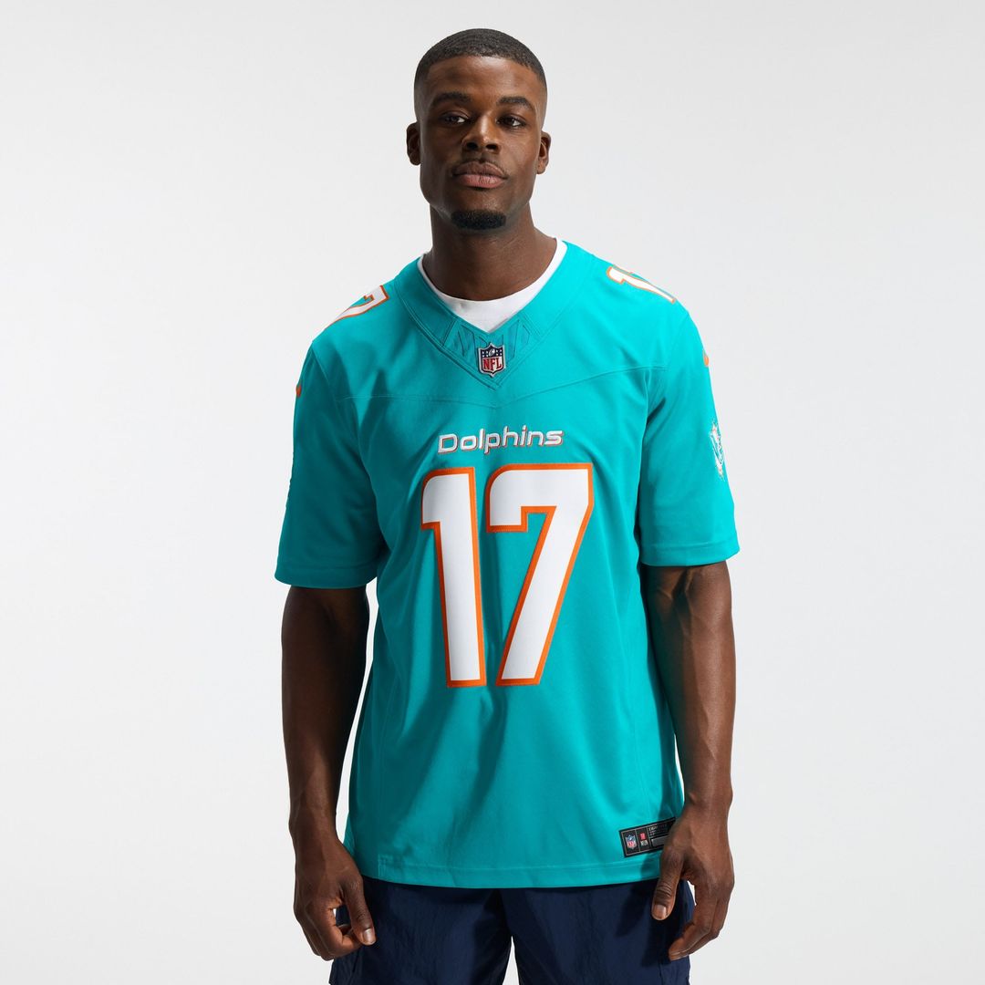 Men's Miami Dolphins Jaylen Waddle Nike Aqua Team Vapor F.U.S.E. Stitched Limited Jersey