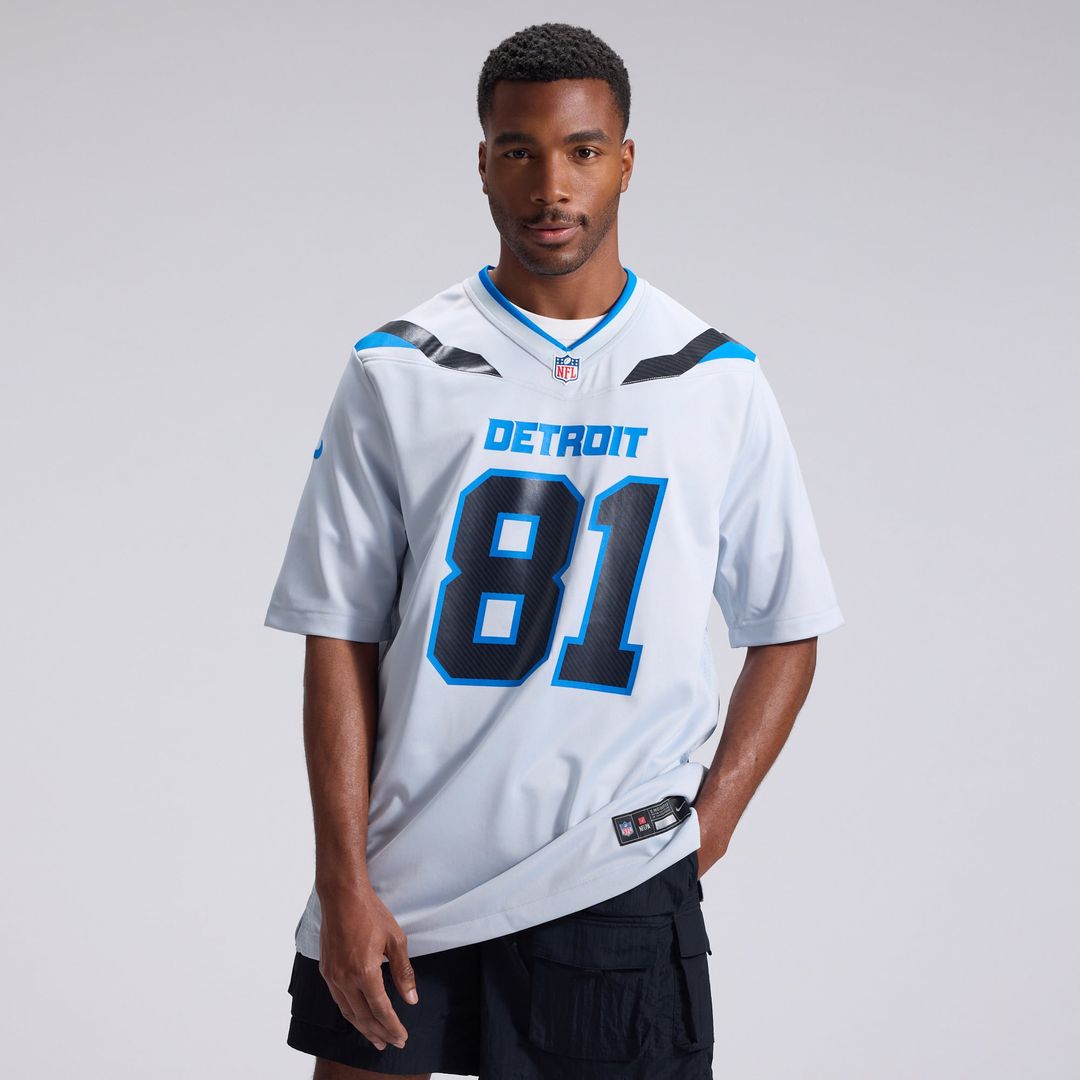 Men's Detroit Lions Calvin Johnson Nike Silver 2026 Rivalries Collection Game Jersey